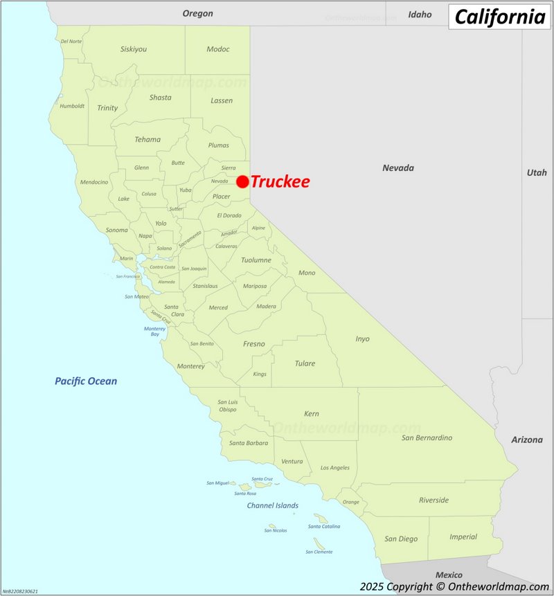 Truckee Location On The California Map