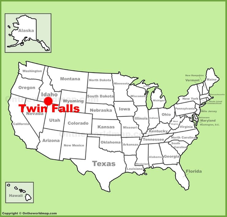 Twin Falls location on the U.S. Map