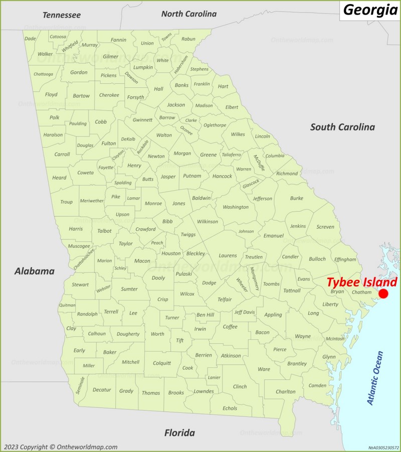Tybee Island Location On The Georgia Map