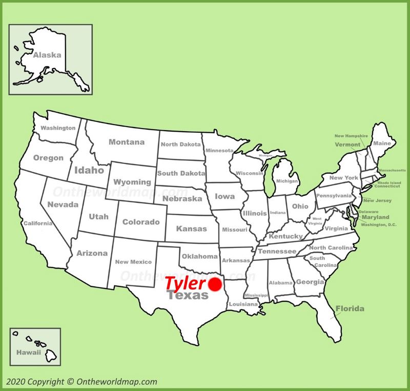 Tyler location on the U.S. Map