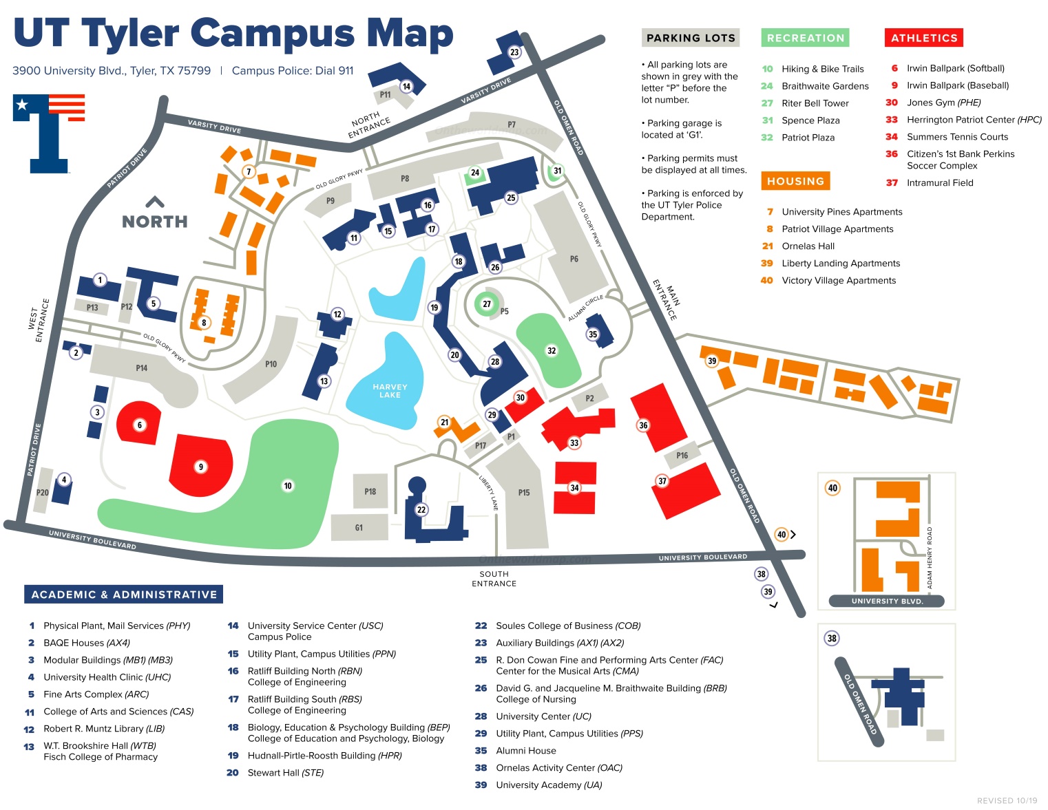 University of Texas at Tyler Campus Map - Ontheworldmap.com