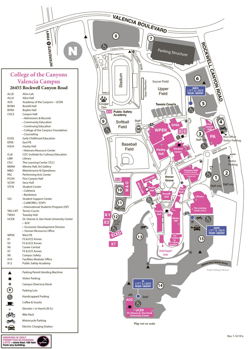 College of the Canyons Campus Map (COC) - Valencia, Santa Clarita ...