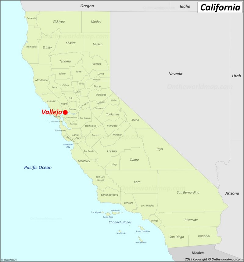 Vallejo Location On The California Map