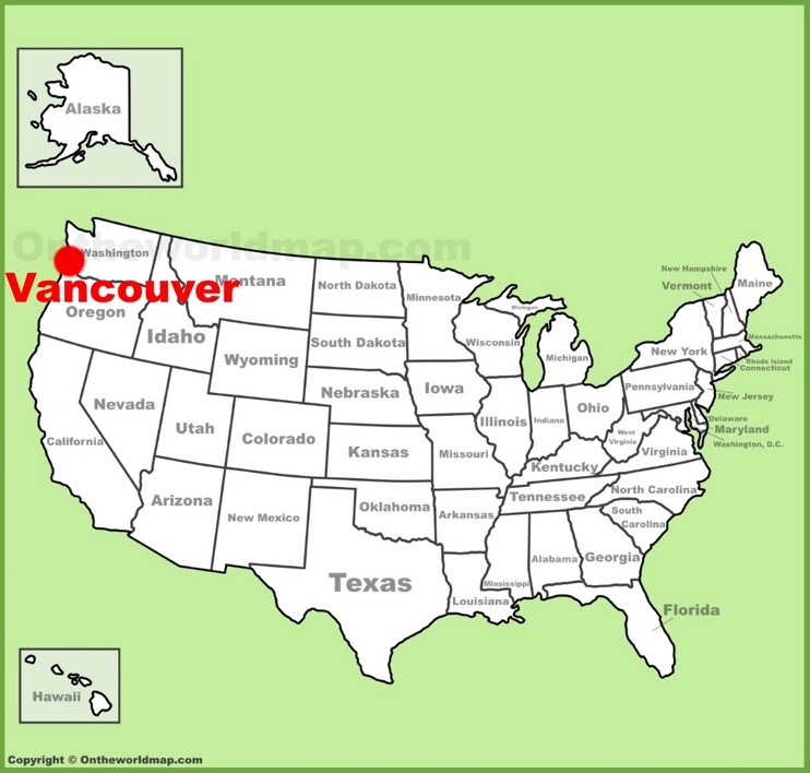 Vancouver location on the U.S. Map