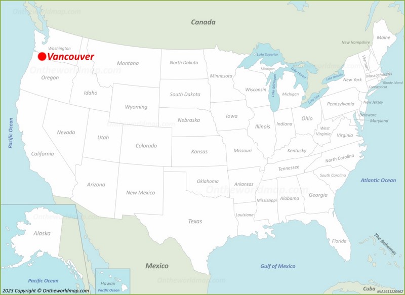 Vancouver location on the U.S. Map