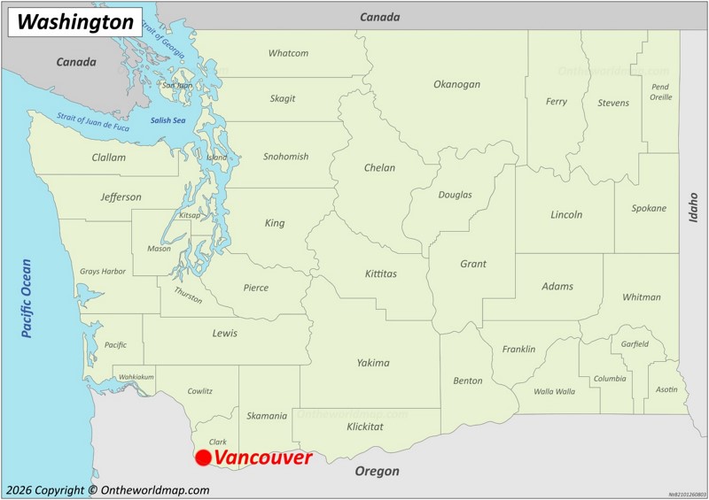 Vancouver Location On The Washington Map