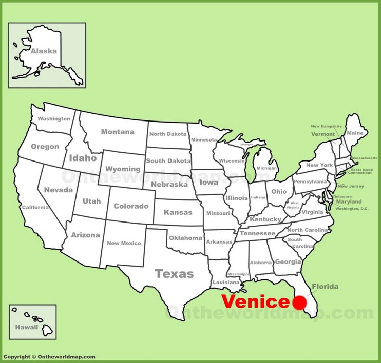 Venice location on the U.S. Map