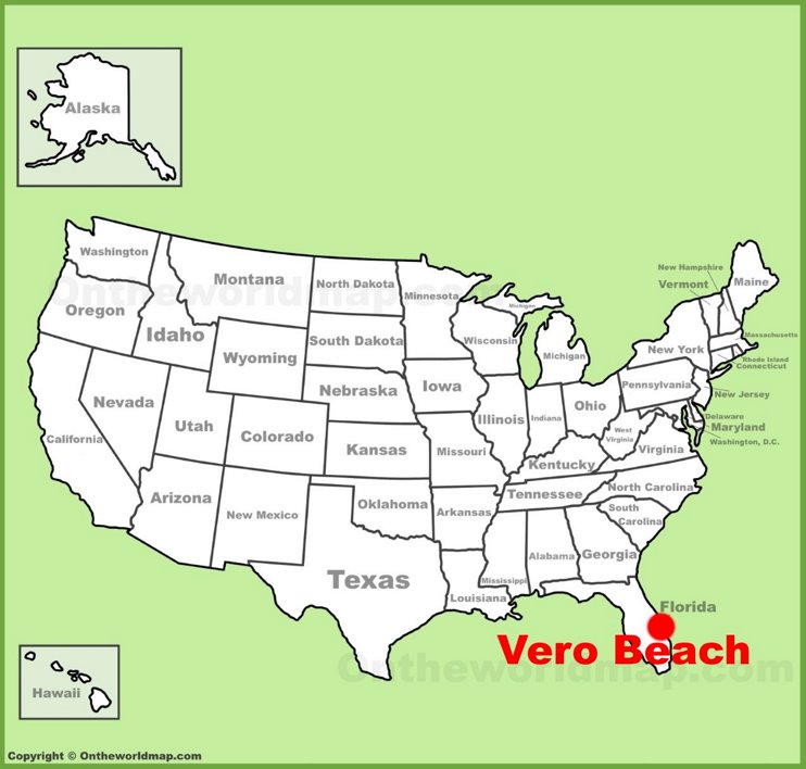 Vero Beach location on the U.S. Map