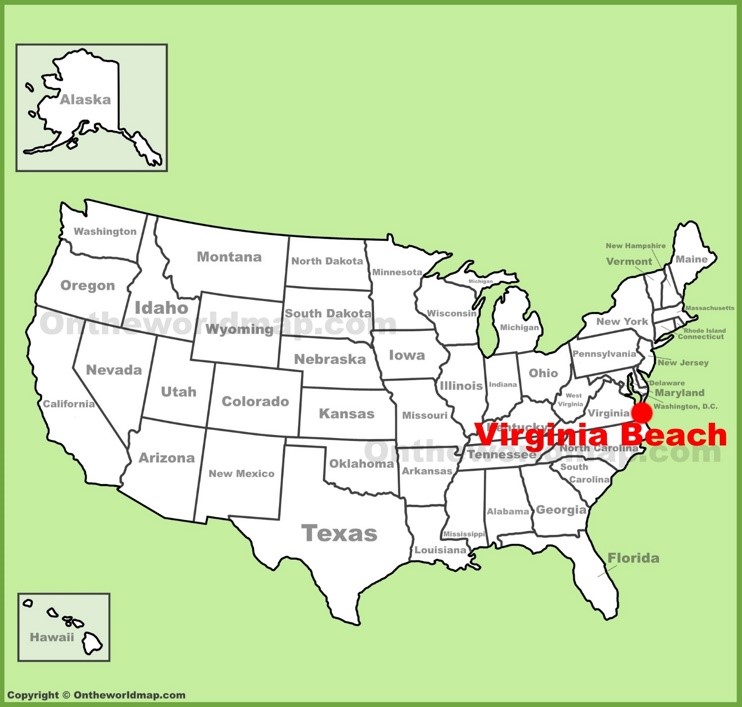 Virginia Beach location on the U.S. Map