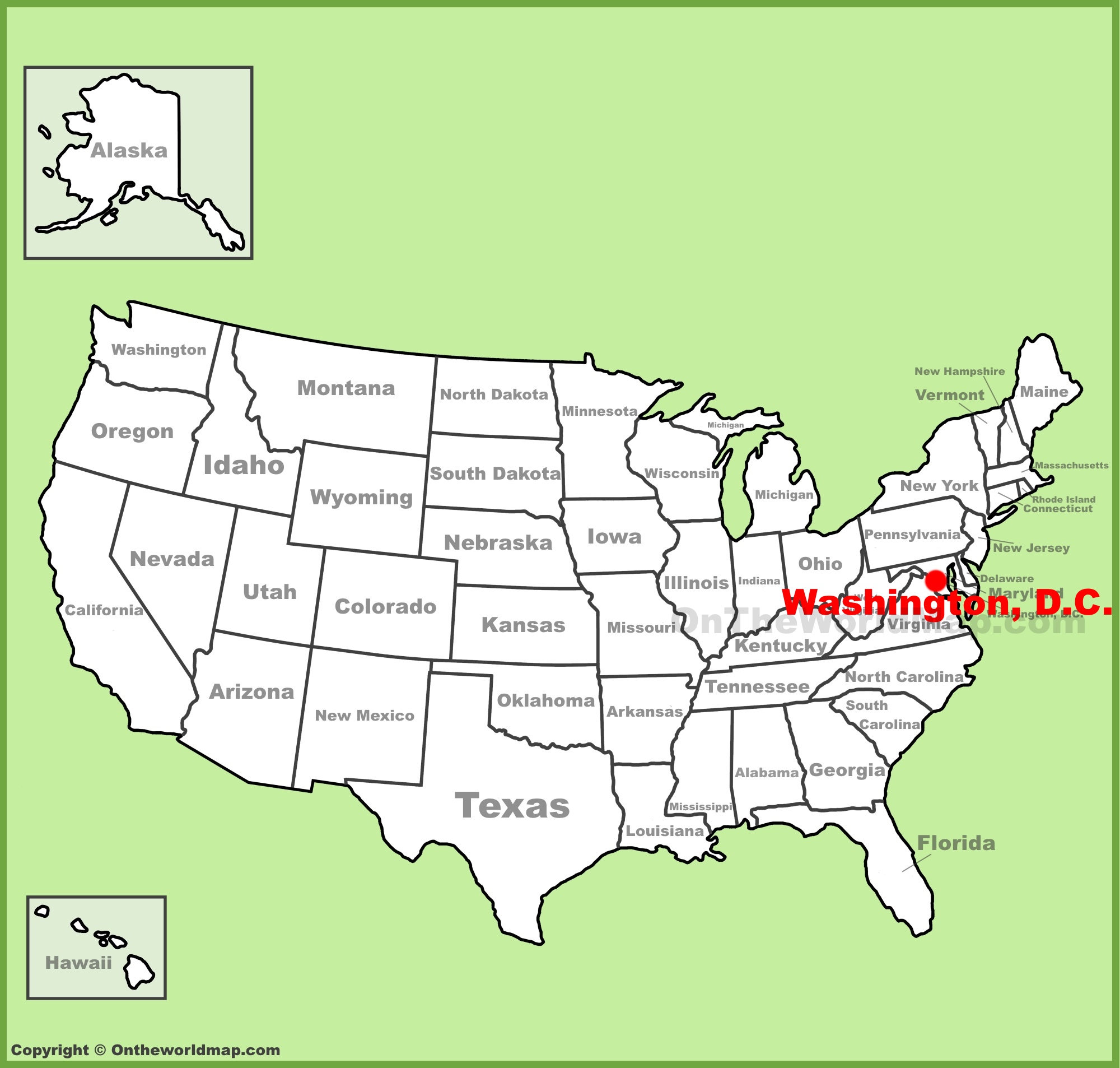 Washington, D.C. location on the U.S. Map