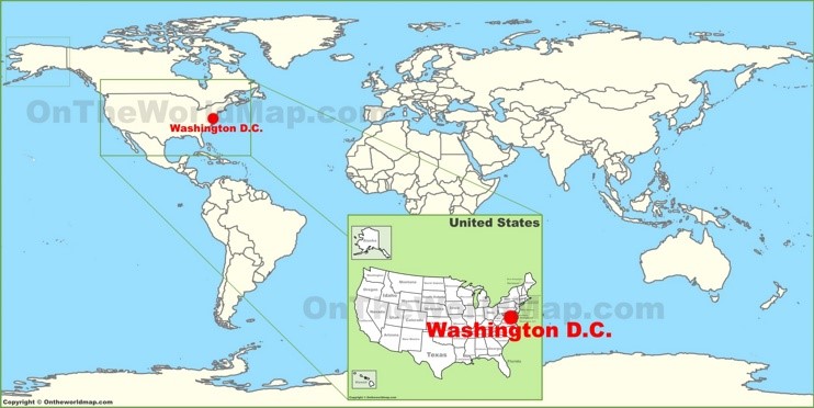Washington D.C. on the World Map