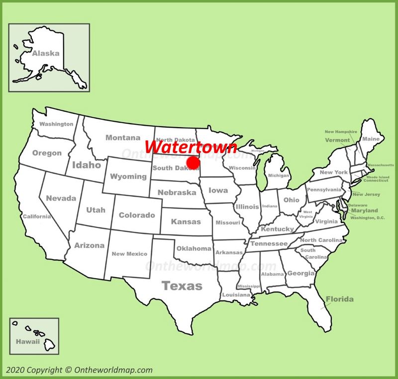 Watertown location on the U.S. Map
