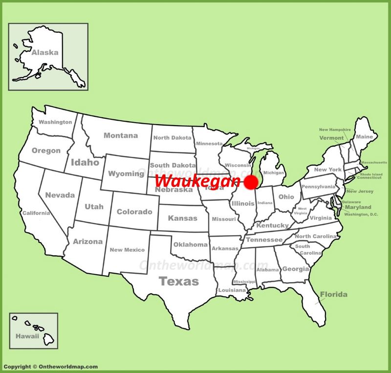Waukegan location on the U.S. Map