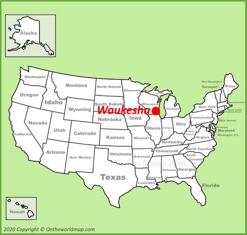 Waukesha location on the U.S. Map