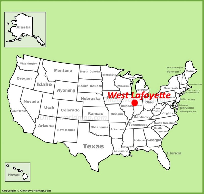 West Lafayette location on the U.S. Map