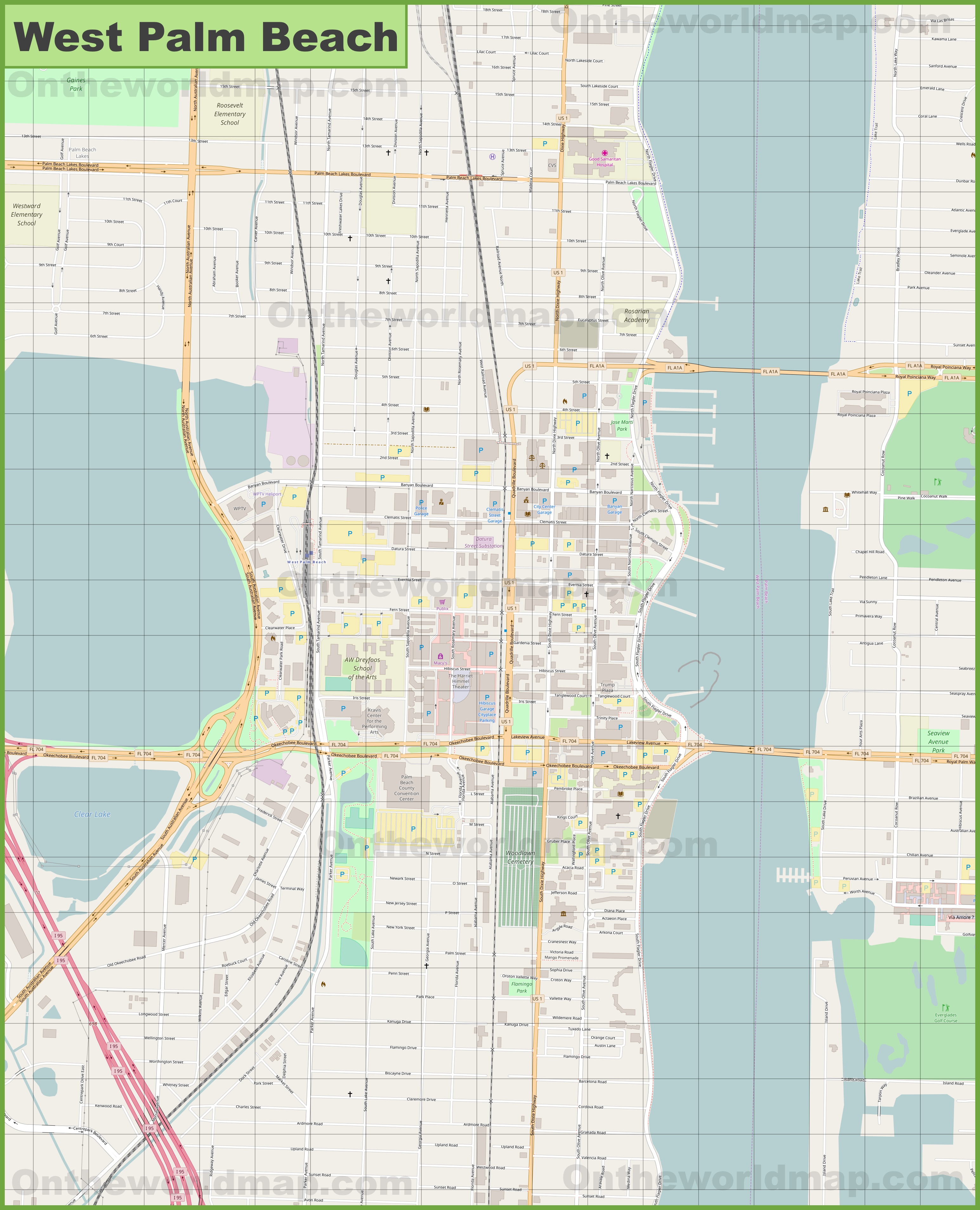 large detailed map of west palm beach
