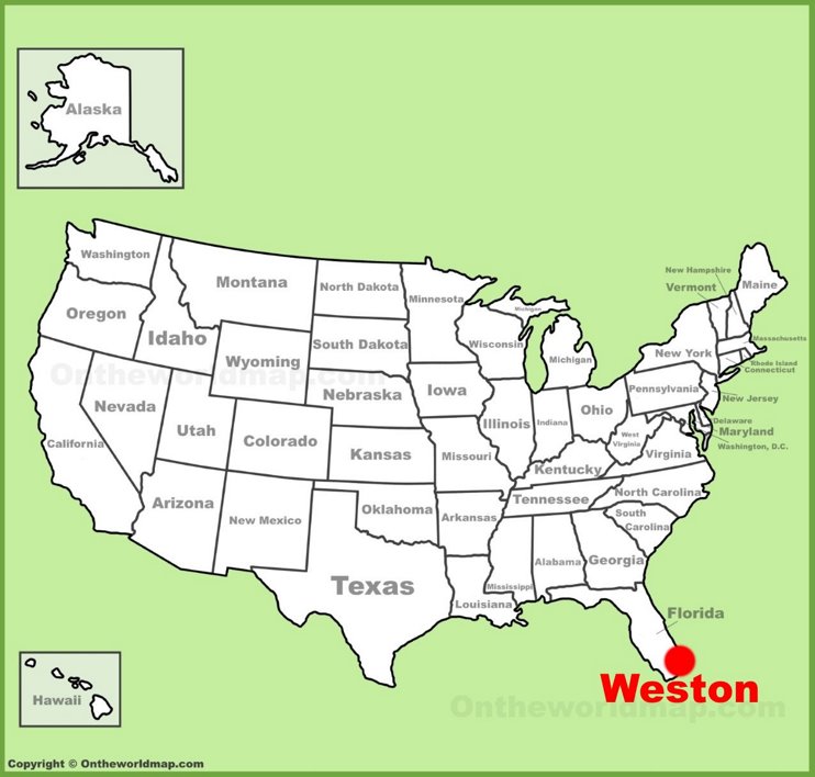 Weston location on the U.S. Map