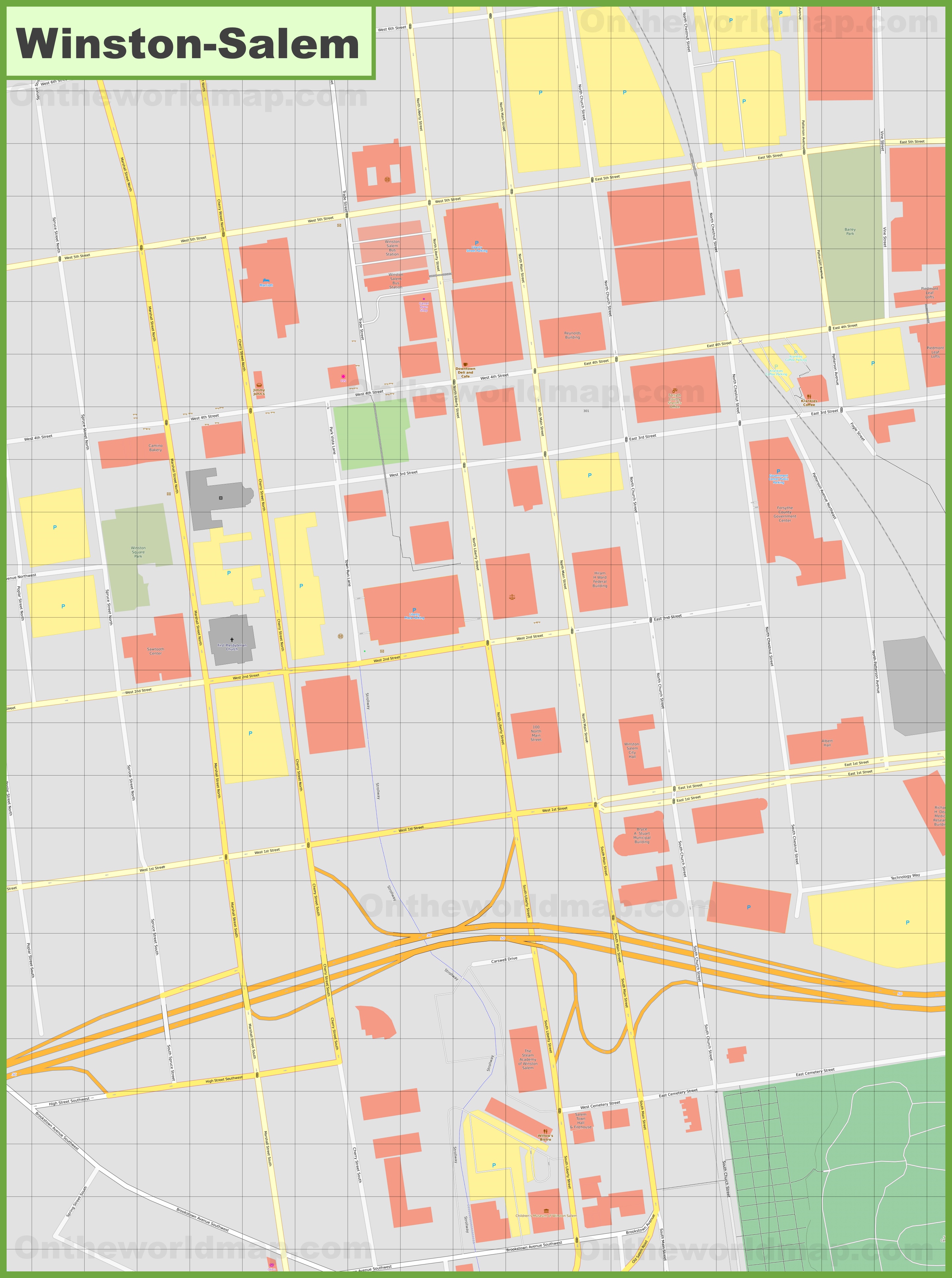 Winston-Salem downtown map