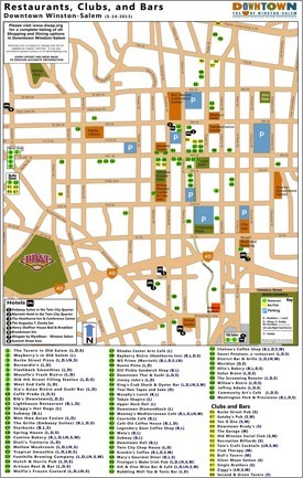 Winston-Salem downtown restaurant map