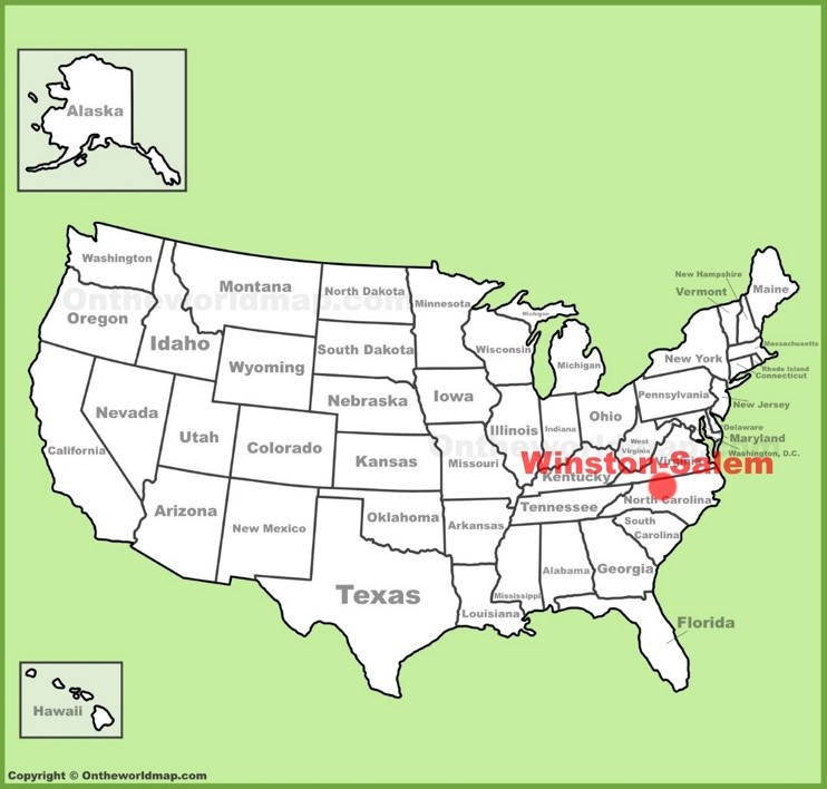 Winston-Salem location on the U.S. Map