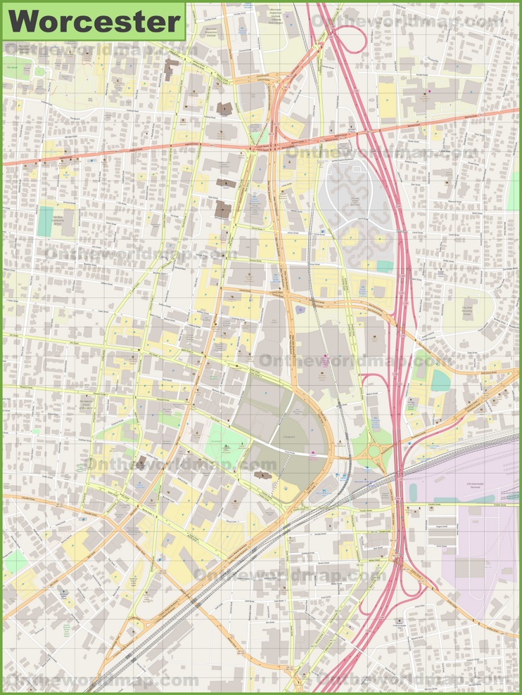 Downtown Worcester Map