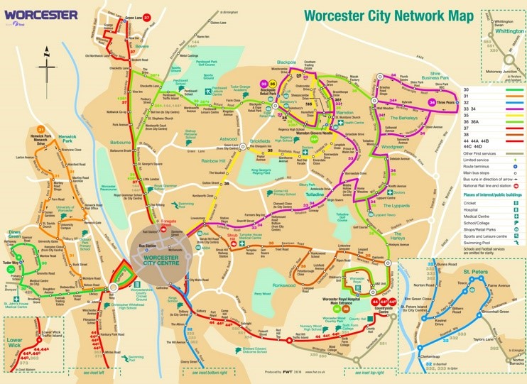 Worcester transport map