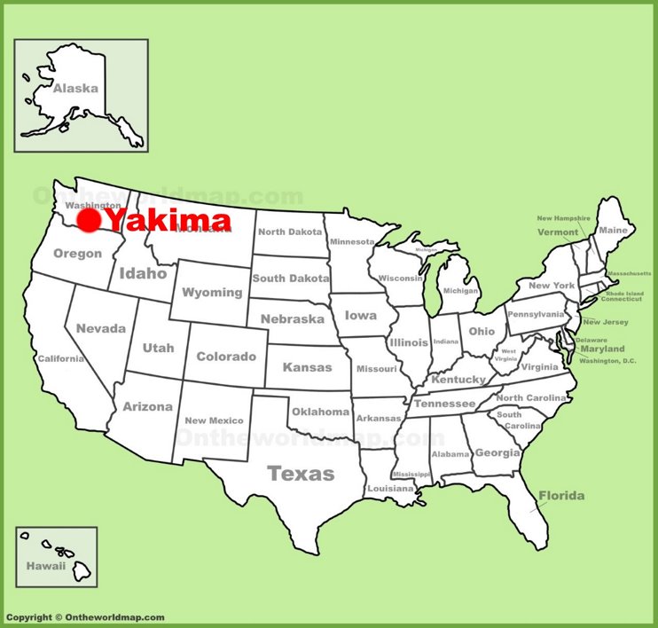 Yakima location on the U.S. Map