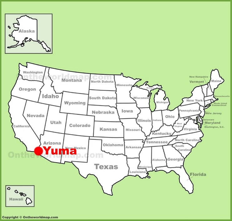 Yuma location on the U.S. Map