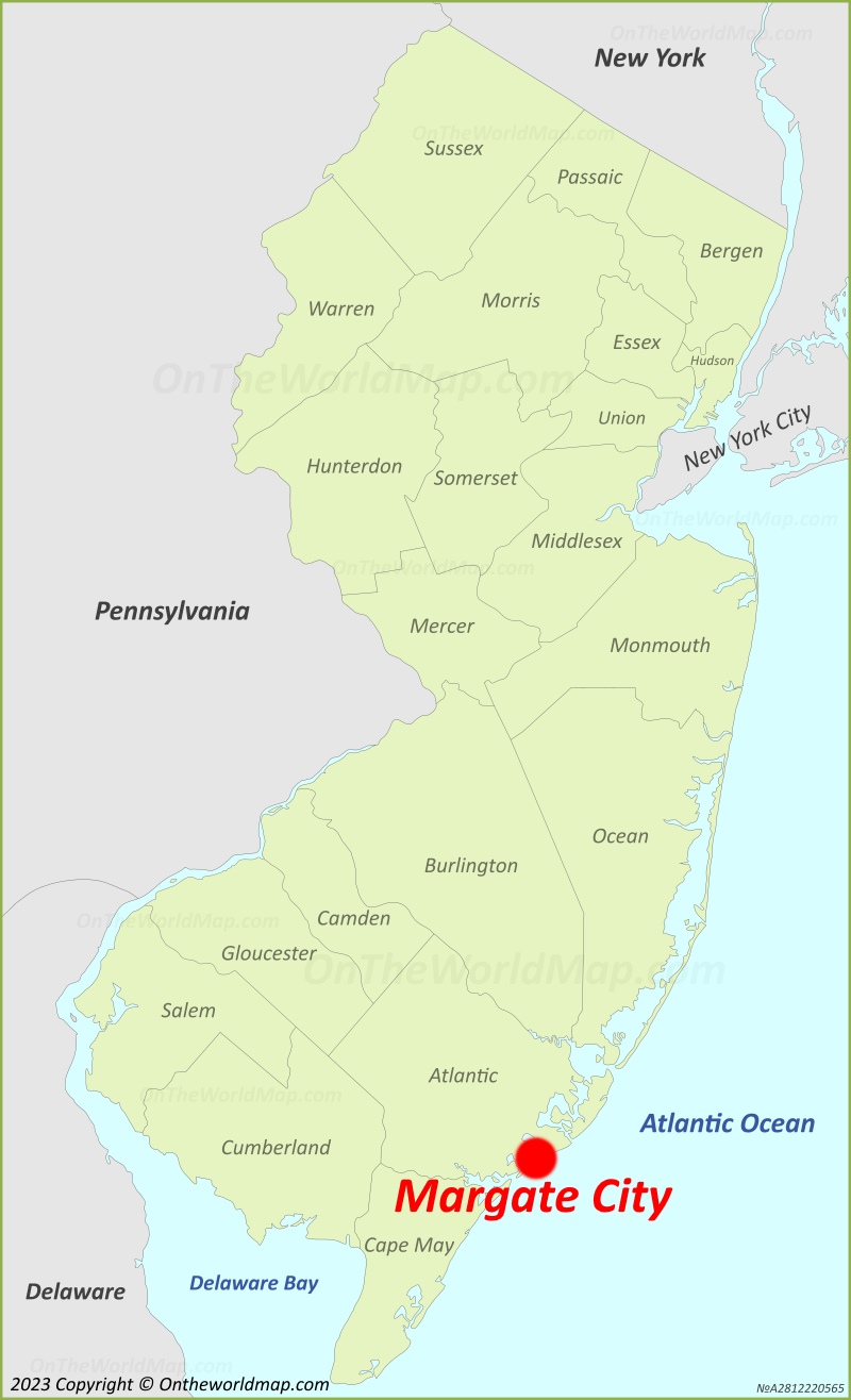 Margate City Location On The New Jersey Map