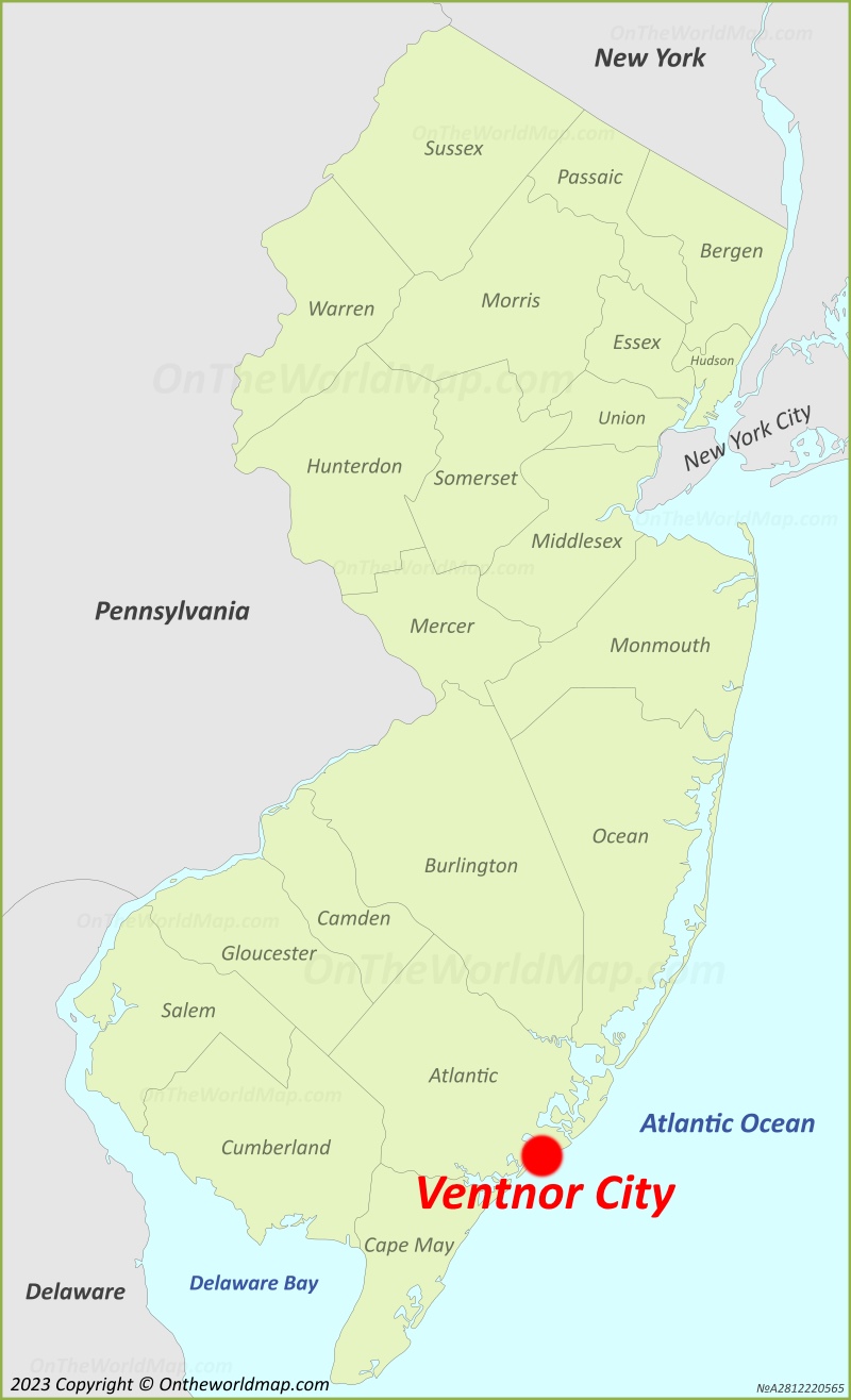 Ventnor City Location On The New Jersey Map