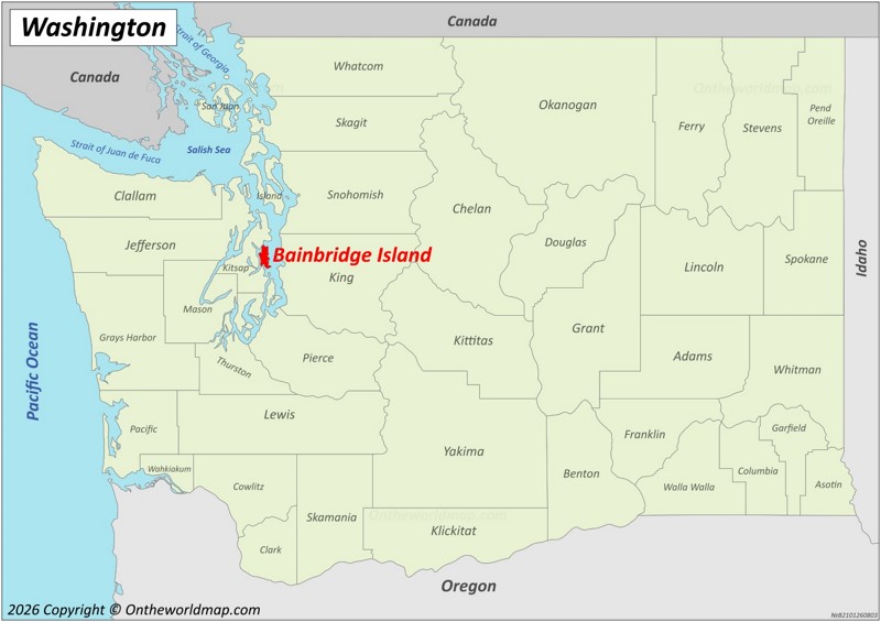 Bainbridge Island Location On The Washington State Map