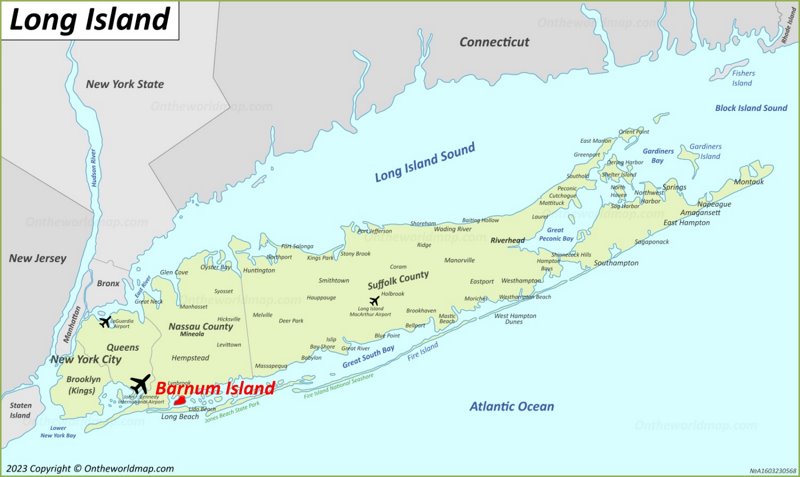 Barnum Island Location On The Long Island Map