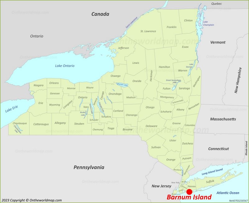 Barnum Island Location On The New York State Map