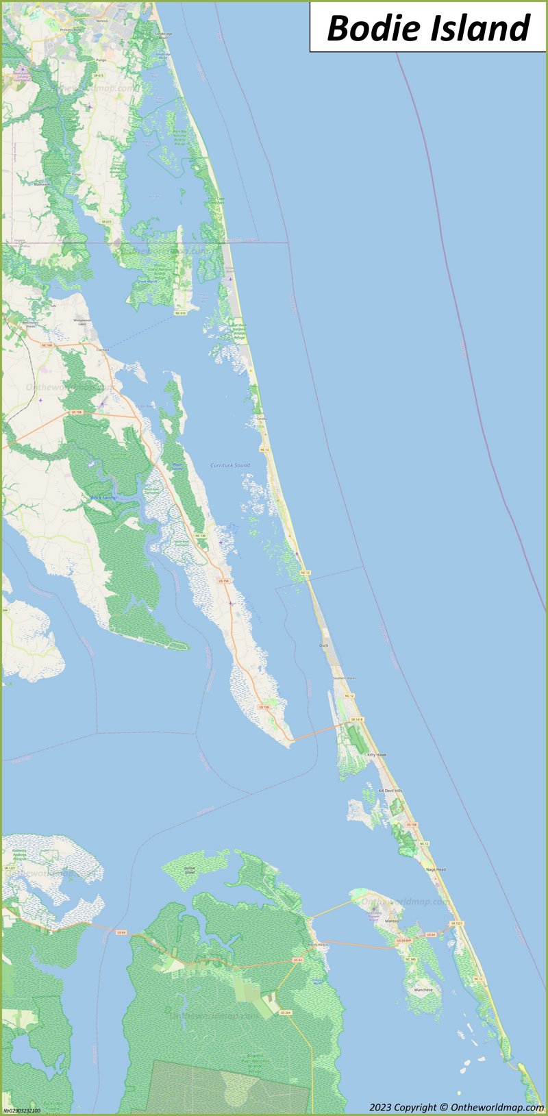 Map of Bodie Island