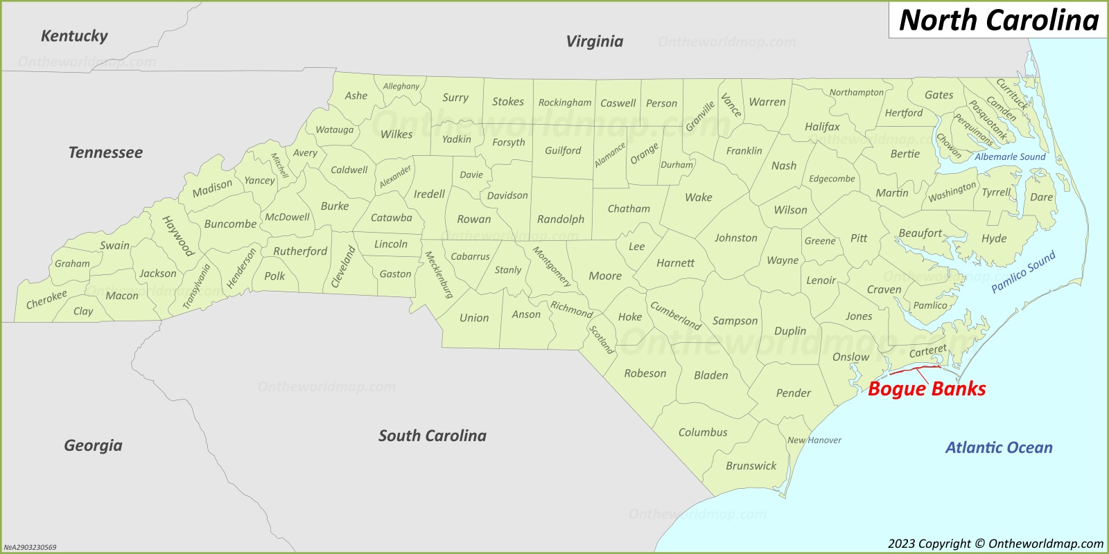Bogue Banks Location On The North Carolina Map