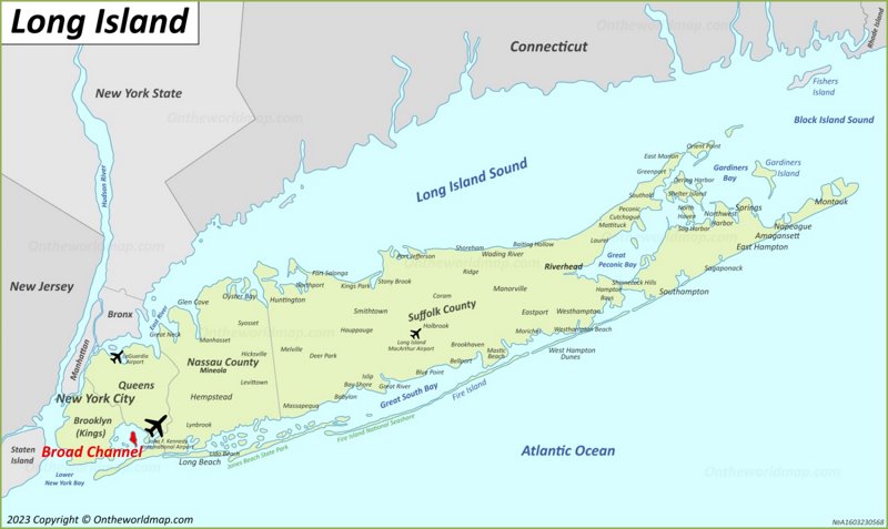 Broad Channel Location On The Long Island Map