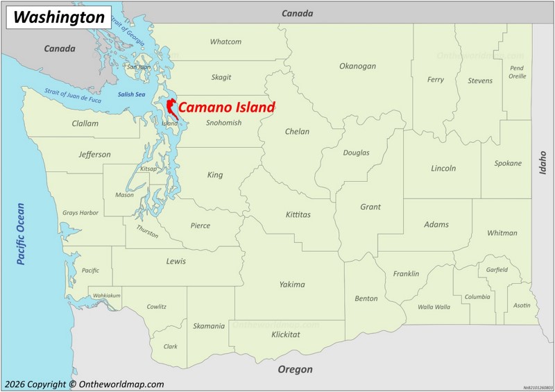 Camano Island Location On The Washington State Map