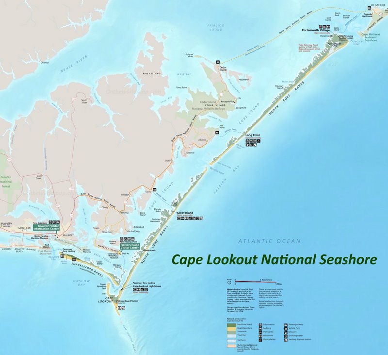 Cape Lookout National Seashore Map Ontheworldmap Com