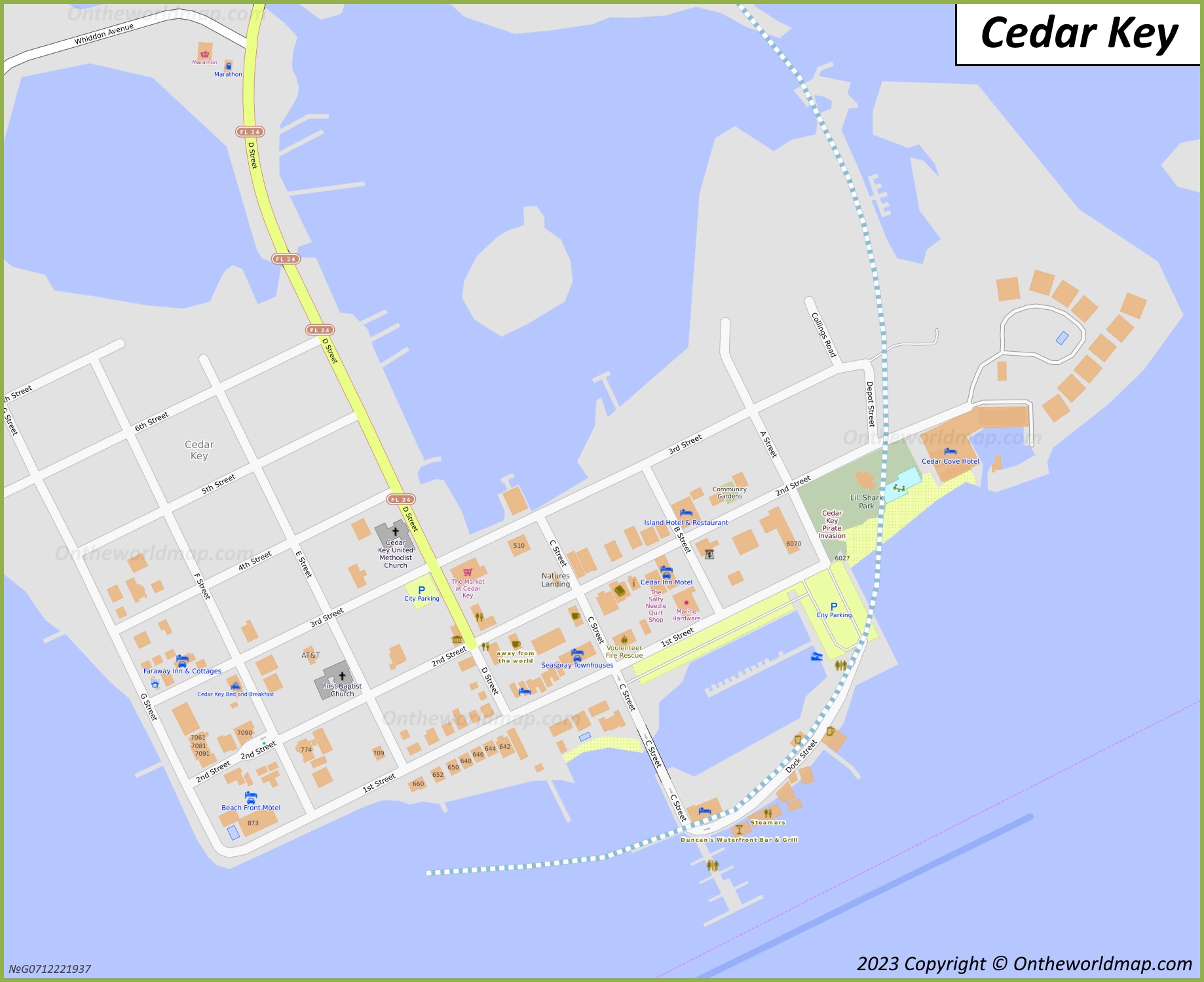 Downtown Cedar Key Map