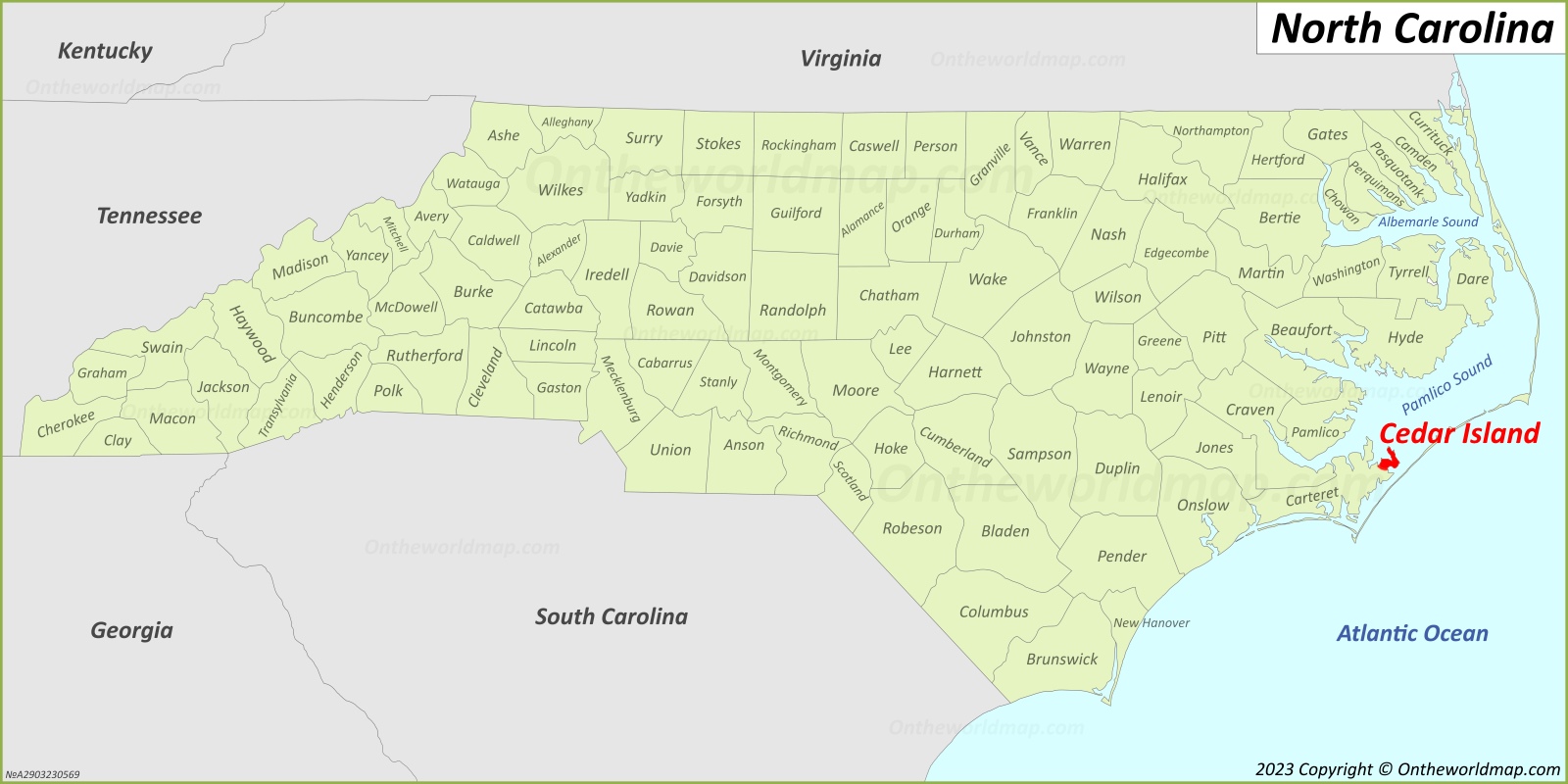 Cedar Island Location On The North Carolina Map