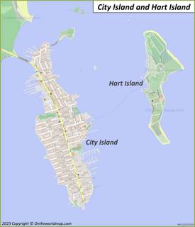 City Island And Hart Island Map