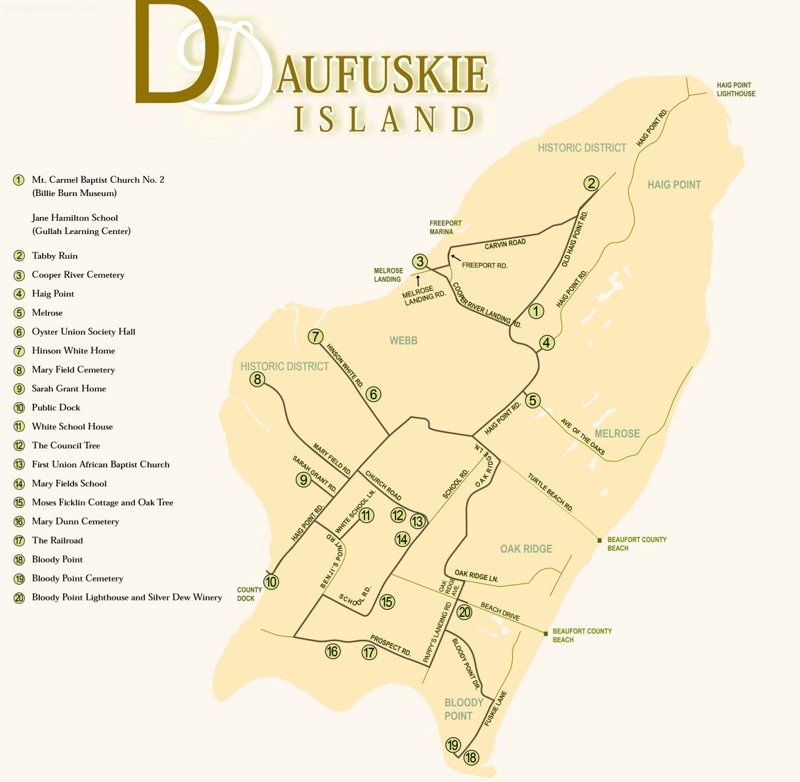 Daufuskie Island Tourist Attractions Map