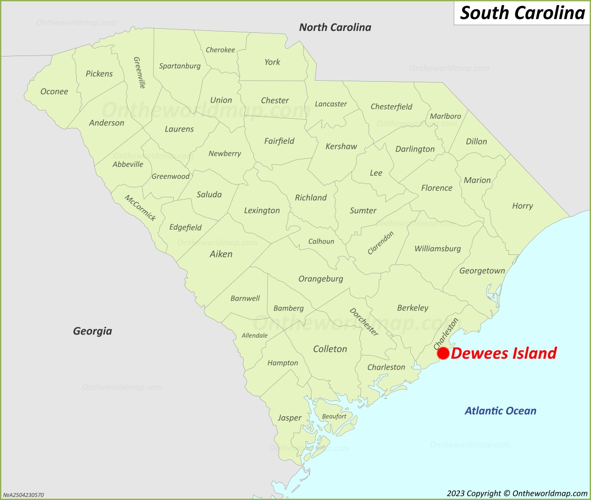 Dewees Island Location On The South Carolina Map