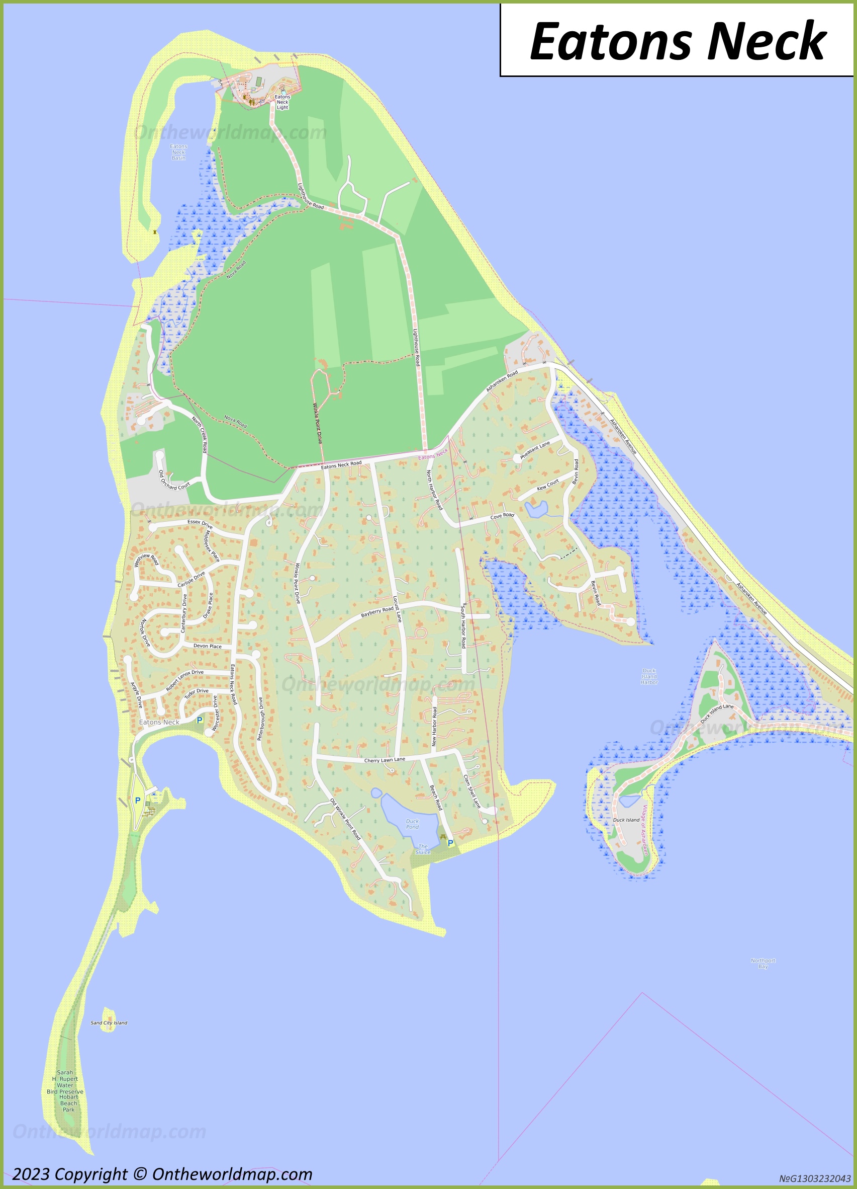 Map of Eatons Neck Island