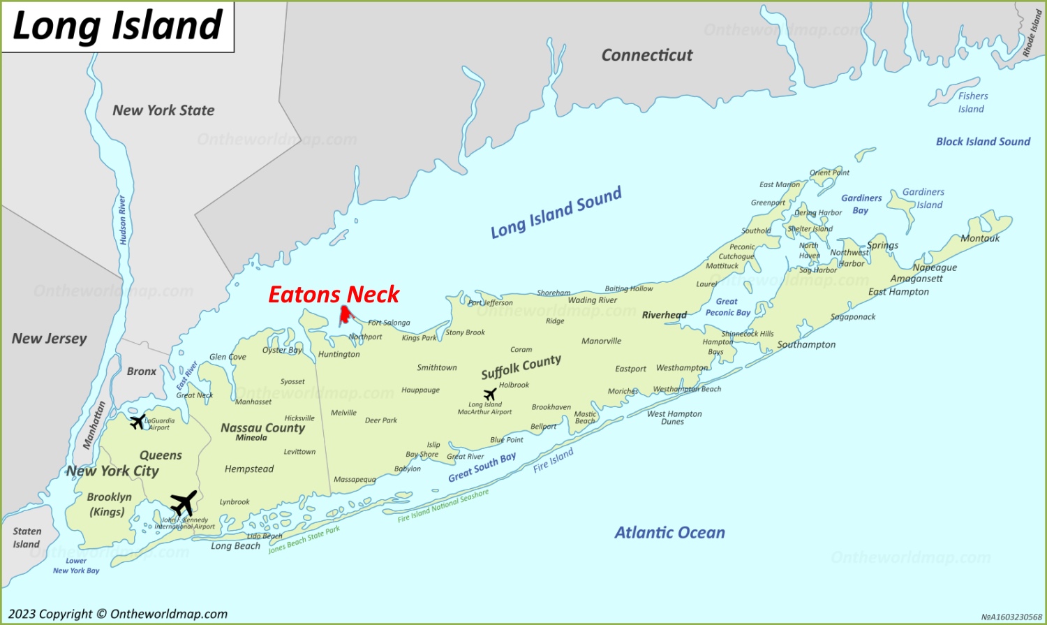 Eatons Neck Location On The Long Island Map