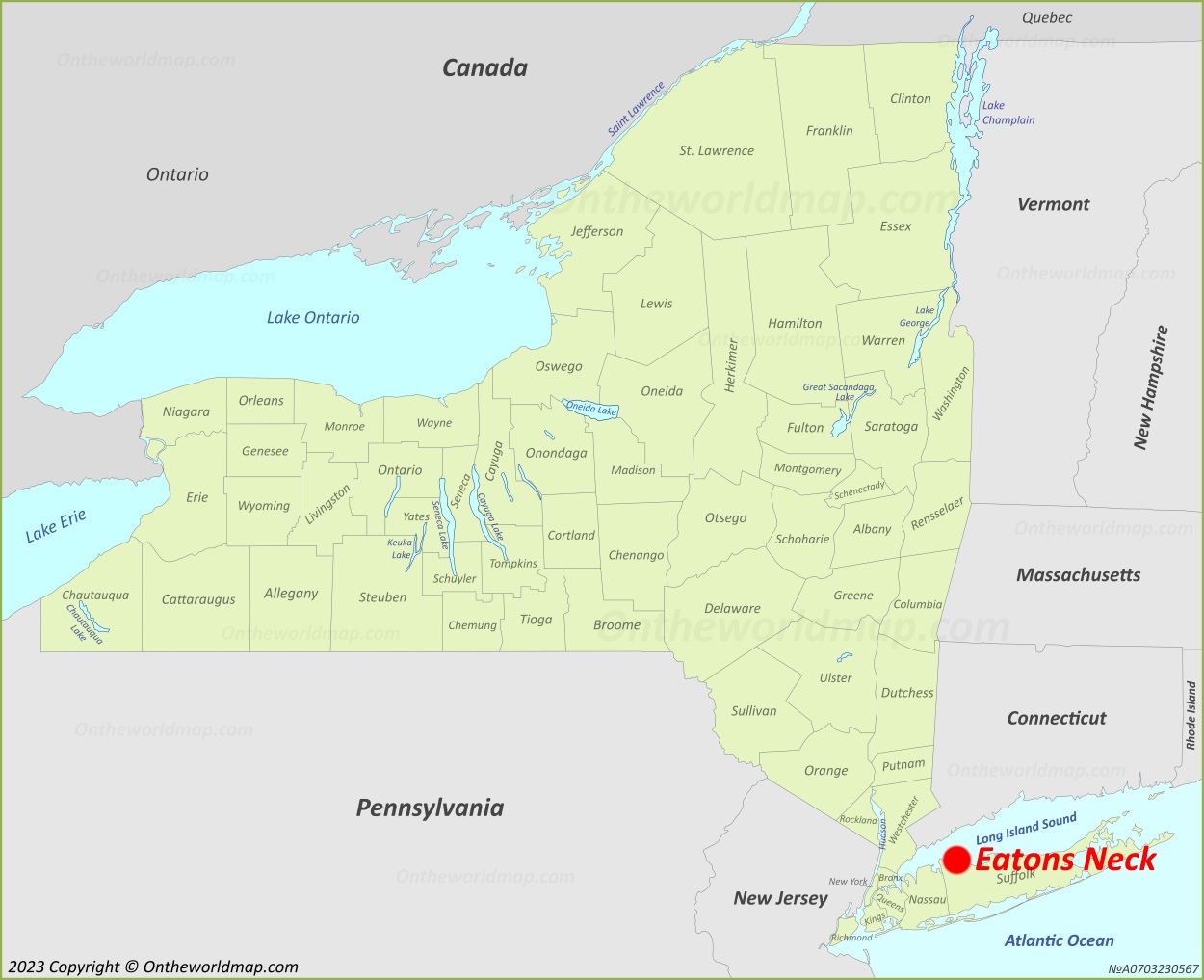 Eatons Neck Location On The New York State Map