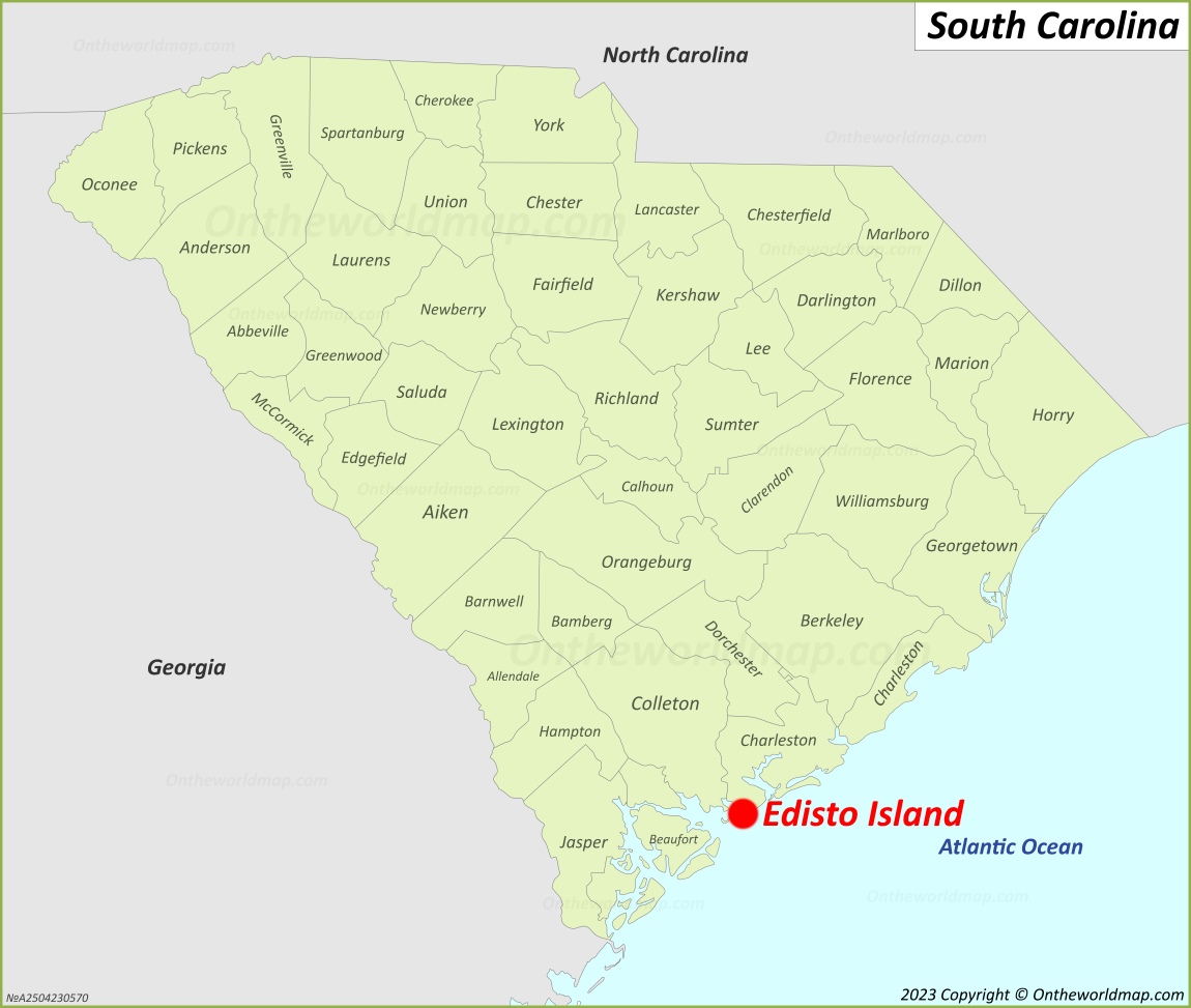 Edisto Island Location On The South Carolina Map