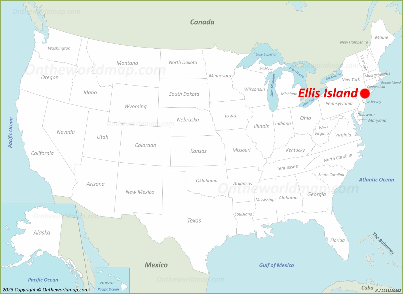 Ellis Island Location Map