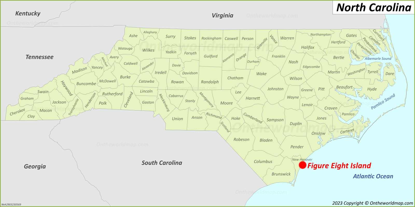 Figure Eight Island Location On The North Carolina Map