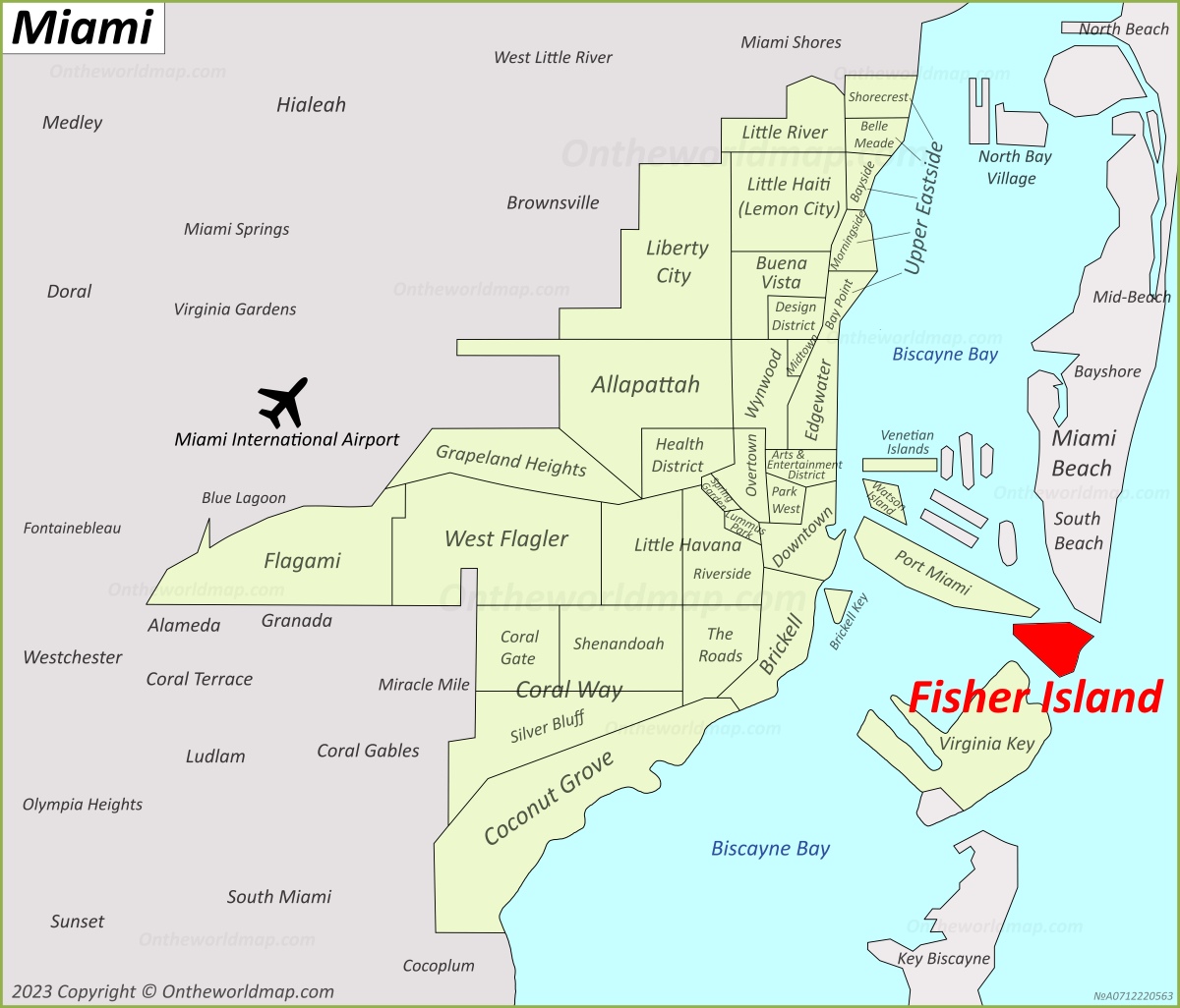 Fisher Island Location On The Miami Map